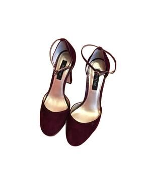 NEW WHBM Plum Suede Ankle-Strap Heels Sz 8